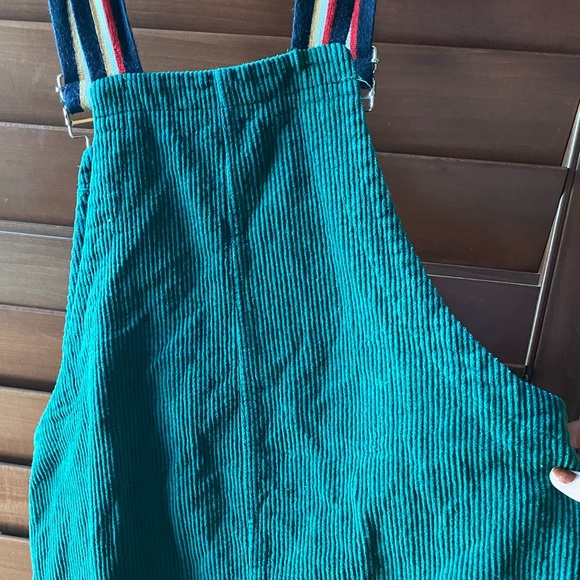 ✨FOREVER 21 Green Corduroy Dress w Overall Straps - Picture 2 of 5